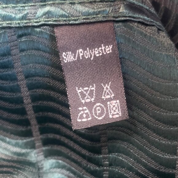 Barry.Wang SIlk Blend Dress Shirt Button Front Mens 2XL Green New - Picture 7 of 9